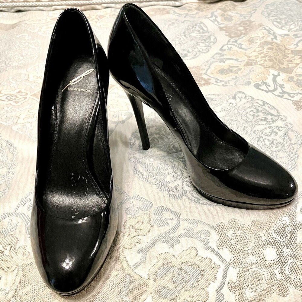 BRIAN ATWOOD Platform Heels BLACK Patent Leather - Sz 9 (EU 40) Very nice!